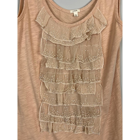 J.Crew blush/peach lace front t-shirt Sz. S - Picture 2 of 6